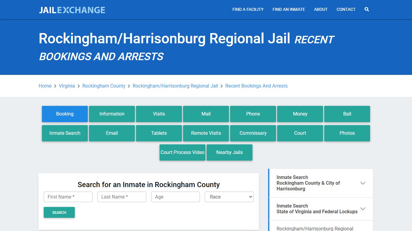 Rockingham/Harrisonburg Regional Jail VA Recent Arrests and Bookings