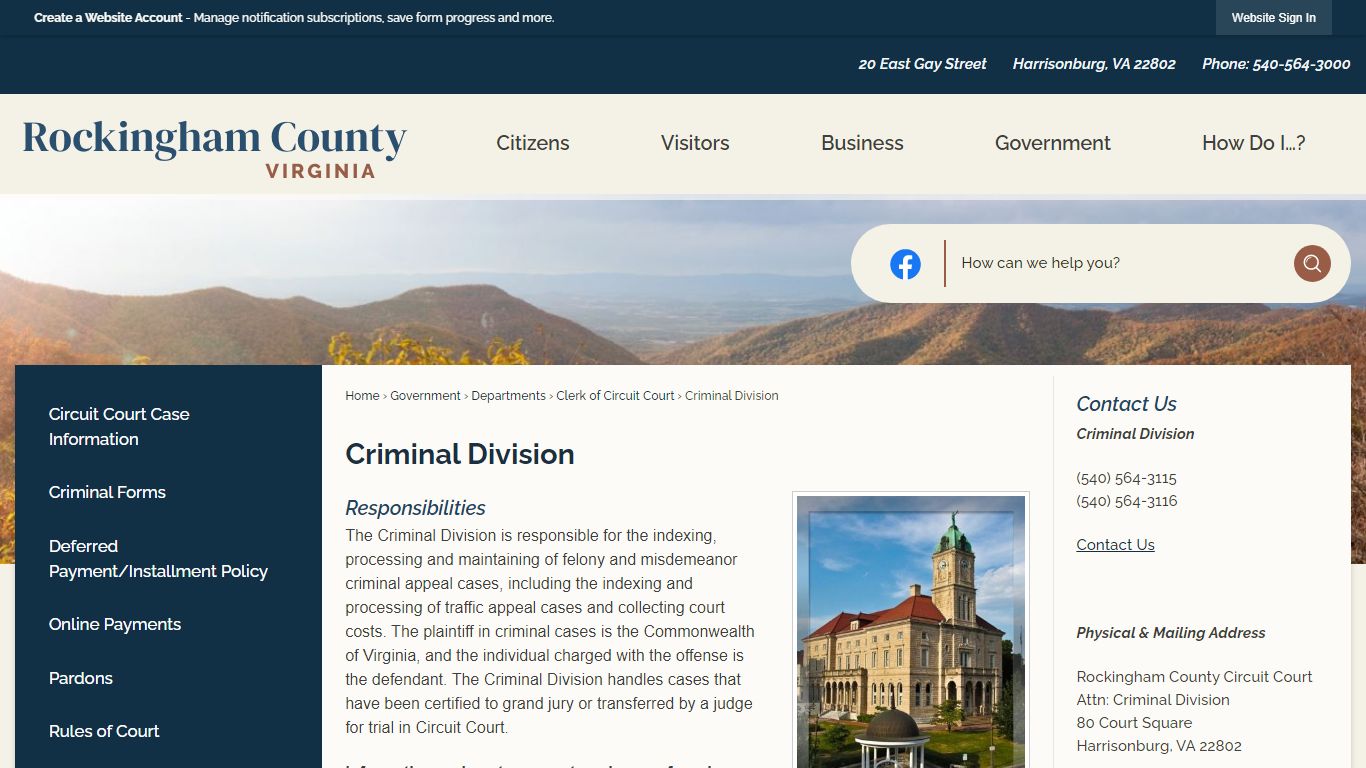 Criminal Division - Rockingham County, VA